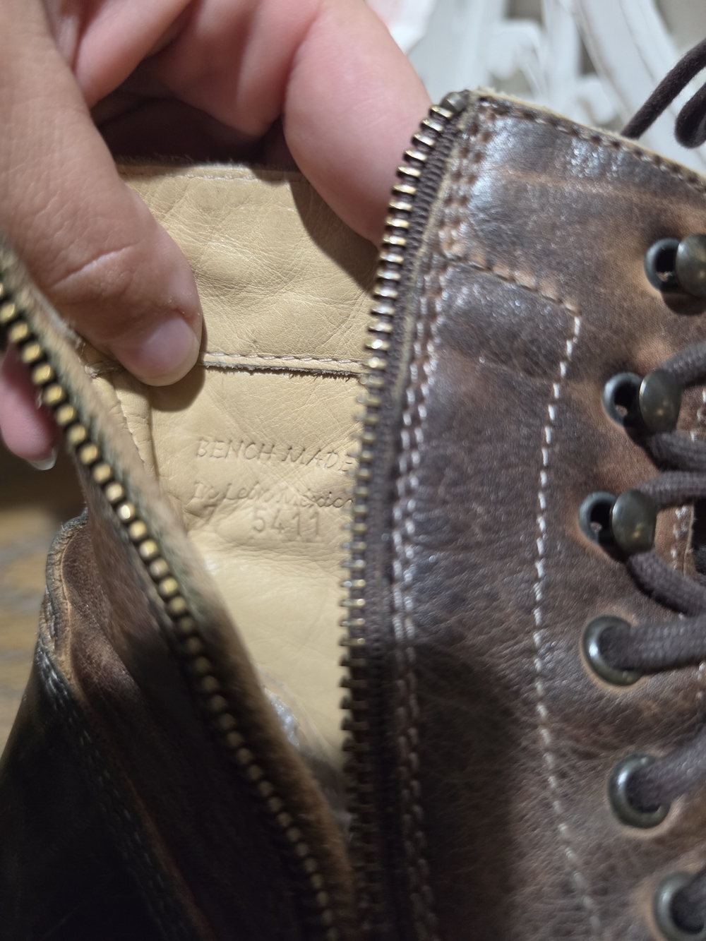 Leather Lace-Up Ankle Boots - Brown/Black - Picture 10 of 12